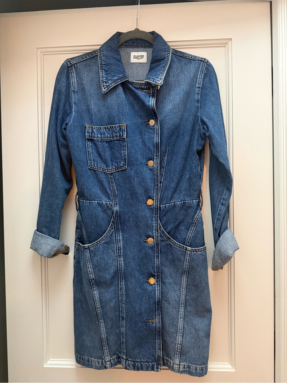 Calvet Jean Co. Denim Jacket Dress in Medium Blue
